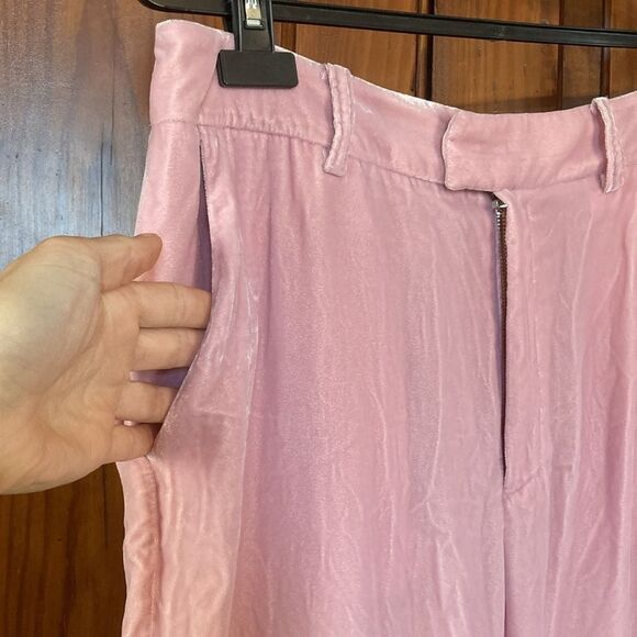 Juicy Couture Black Label Dusty Rose Pink Velour Straight Trousers Pants Sz 10 - Picture 2 of 13